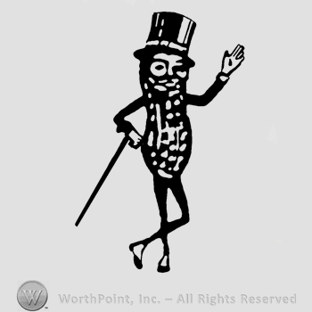 The image of Mister Peanut (a man with a peanut body, a cane, hat and monocle).