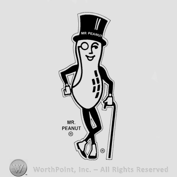 The image of Mister Peanut (a man with a peanut body, a cane, a hat and a monocle).