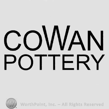 The text Cowan Pottery written in uppercase letters, letter W larger than the others.