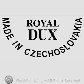 The text Royal Dux Made in Czechoslovakia written in uppercase letters.