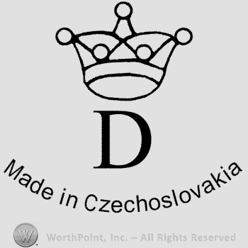 A crown over uppercase D, Made in Czechoslovakia written below.