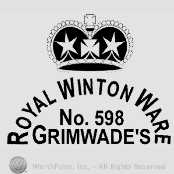 A royal crown with two stars inside and a cross above, the text Royal Winton Ware No. 598 Grimwade's written below in uppercase letters.