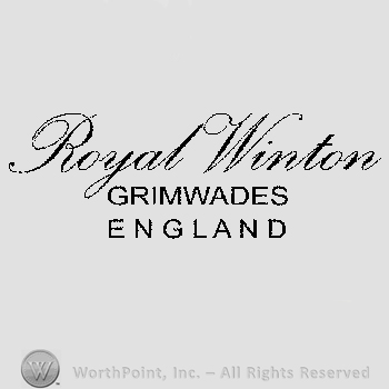 The text Royal Winton handwritten over the text Grimwades England written in uppercase letters.