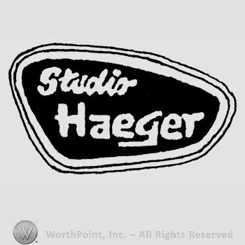 The text Studio Haeger written inside an irregular oval-shaped design.