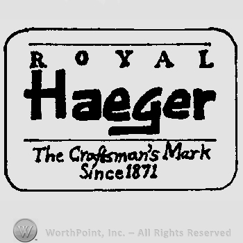 The text Royal Haeger written over the text The Craftsman's Mark Since 1871, all inside a rectangle.
