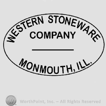 The text Western Stoneware Company Monmouth ILL. written in uppercase letters inside an oval.