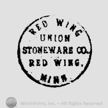 A circle with the text Red Wing Union Stoneware Co. Red Wing Minn. written inside, all in uppercase letters.