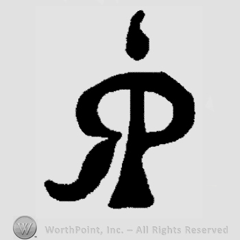 Initials R and P conjoined, reversed R.