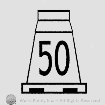 The image of a stylized stowe with number 50 written on it.