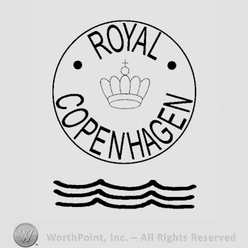 A circle with a crown in the center and the text Royal Copenhagen written in uppercase letters.