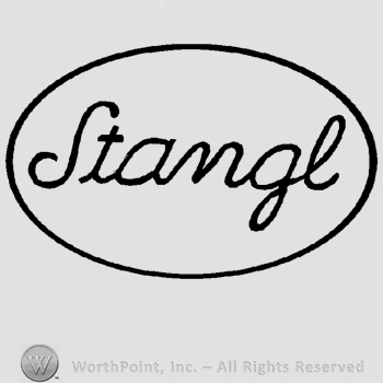 The word Stangl handwritten inside an oval.