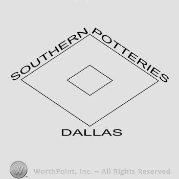 A diamond inside another diamond, the text Southern Potteries Dallas written in uppercase letters ourside the diamonds.