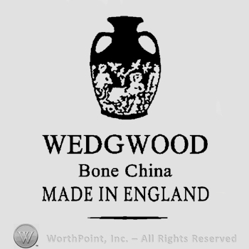 A vase over the text Wedgwood Bone China Made in England.