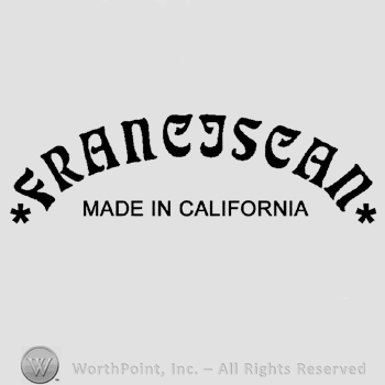 The word Franciscan written in uppercase letters framed by two asterisks, Made in California written below in uppercase letters.