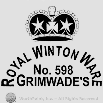 A royal crown with two stars over the text Royal Winton Ware No. 598 Grimwade's written in uppercase letters.
