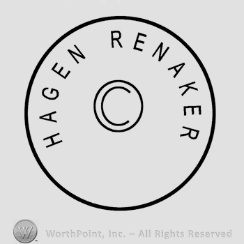 A circle with the text Hagen Renaker written inside, the Copyright symbol placed in the center.