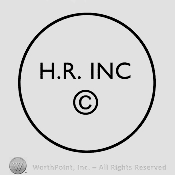A circle with the text H.R. Inc written in uppercase letters over the Copyright symbol.