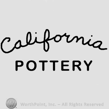 The word California handwritten over the word Pottery written in uppercase letters.