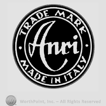 A circle with the text Trade Mark Made in Italy written around in uppercase letters, Anri written in the center.
