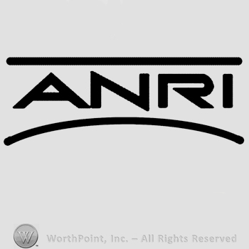 The name Anri written in uppercase letters, horizontal line above, curved line below.
