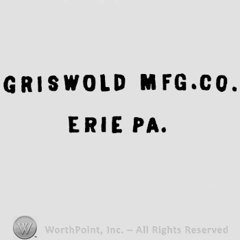 The text Griswold MFG. Co. written over Erie PA., all in uppercase letters.