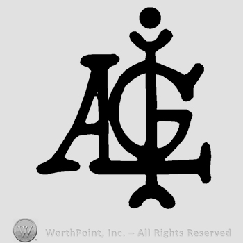 Uppercase entwined letters ALIG.