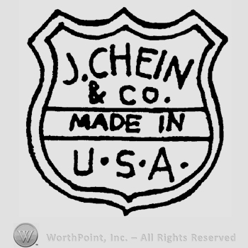 The text J. Chein & Co. Made in USA written in uppercase letters on a shield.