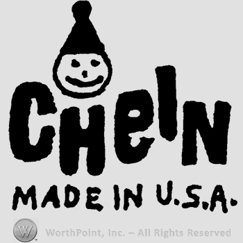 A clown's face image and the text Chein Made in USA written in uppercase letters.