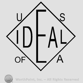 The word Ideal written in uppercase inside a diamond, letters U S of A written outside the diamond.