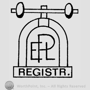 The image of a bell with conjoined letters EPL written on it and Registr. written on the lower part.