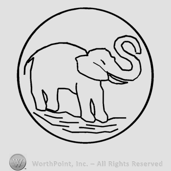 The image of an elephant inside a circle.