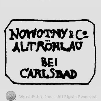 The text Nowotny & Co Altrohlau Bei Carlsbad inside a frame