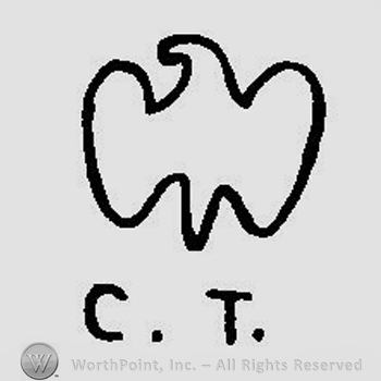 An eagle figure above the initials C. T.