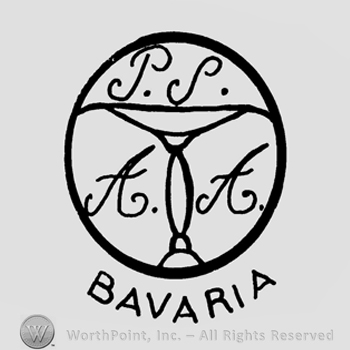 A glass with a stem inside a circle and the initials P P A A in handwriting above the word Bavaria