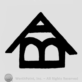 Letter A over letter B forming the shape of a house.