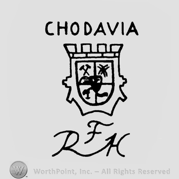 A shield under the word Chodavia in uppercase and above the initials R F H