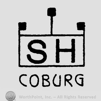 Letters SH inside a rectangle with three small flags above, the word Coburg written below in uppercase letters.