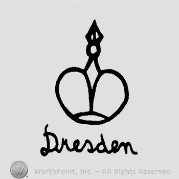 A crown above the word Dresden handwritten