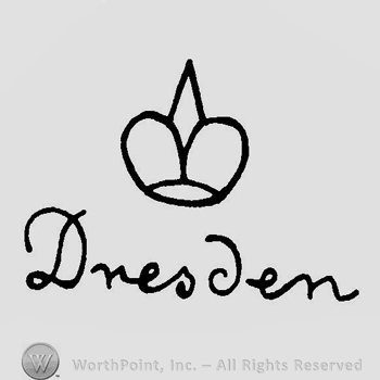 A crown above the word Dresden handwritten
