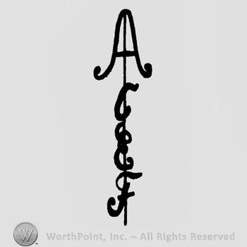 Letter A on top ov letters C, E and F, all handwrittenon a vertical line.