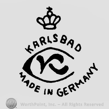 A crown above the text Karlsbad C K Made in Germany