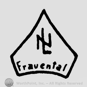 Uppercase entwined letter NL written over the word Frauenthal, all inside an arrow shape.