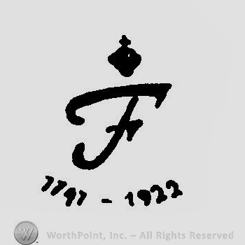 A crown above an uppercase F and the numbers 1747 - 1922