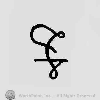 Stylized handwritten lowercase F.