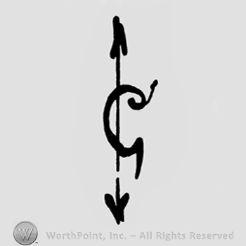 An arrow with two heads overlapping a C