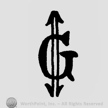 An arrow with two heads overlapping an uppercase G