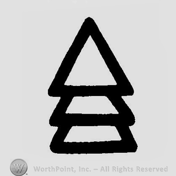 Three overlapped triangles, the one on top is entirely visible.
