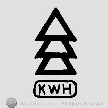 Three overlapped triangles, the one on top is entirely visible, letters KWH written below inside a rectangle.