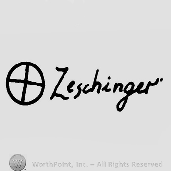 A circle divided into four and the name Zeschinger handwritten