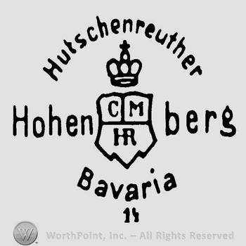 A crown above a shield and the text C M HR Hutschenreuther Hohenberg